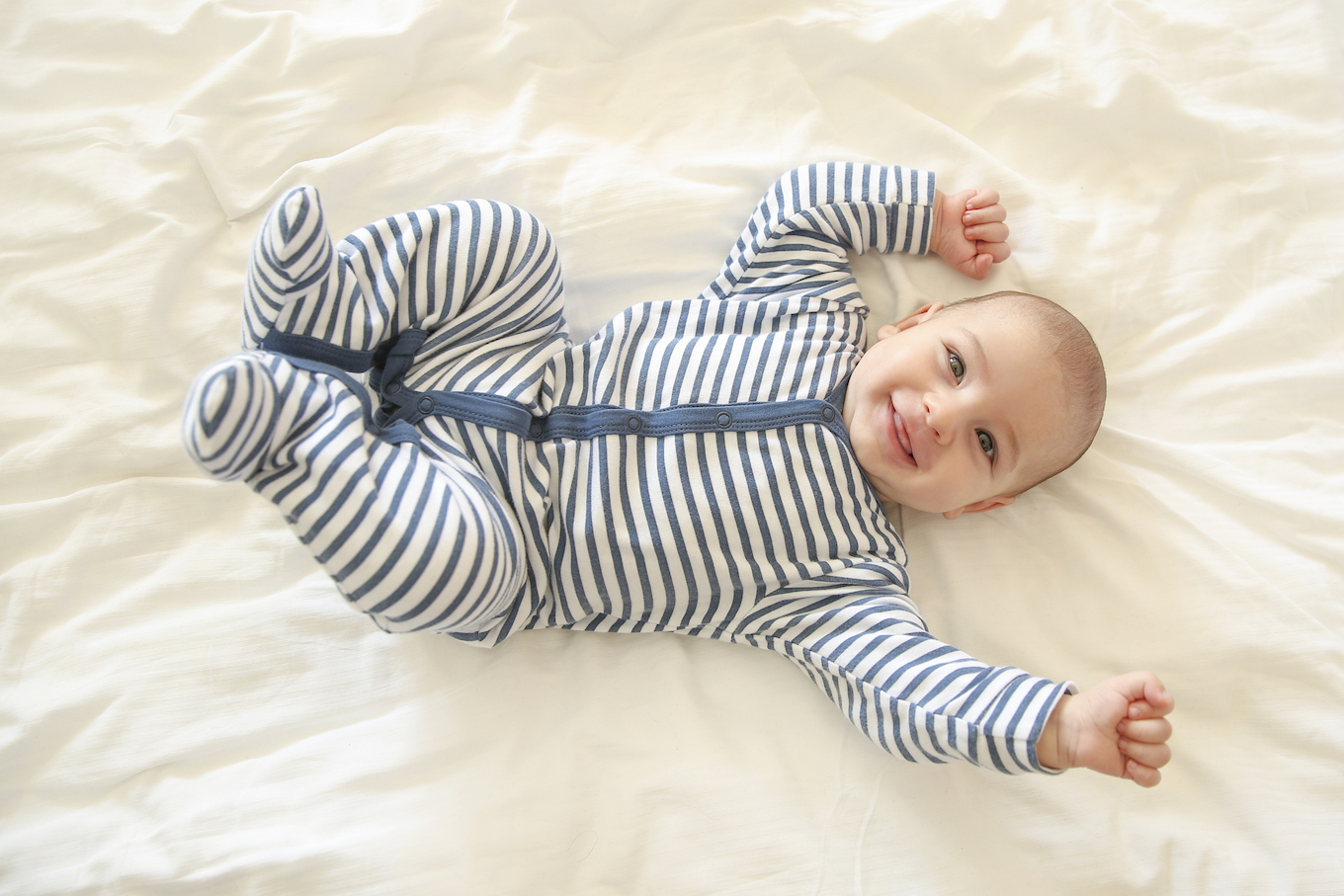 Baby in a striped onesie