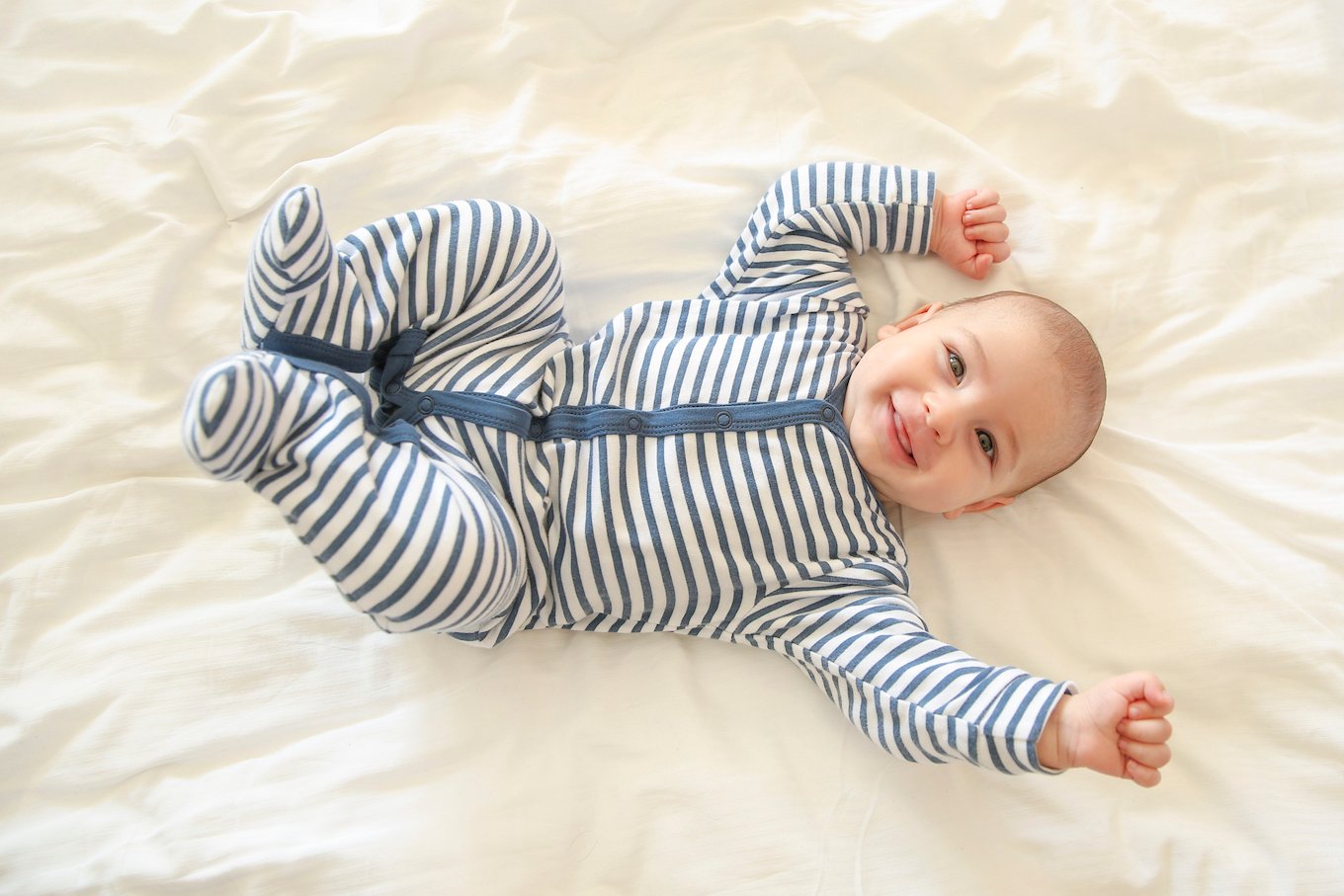 Baby in a striped onesie