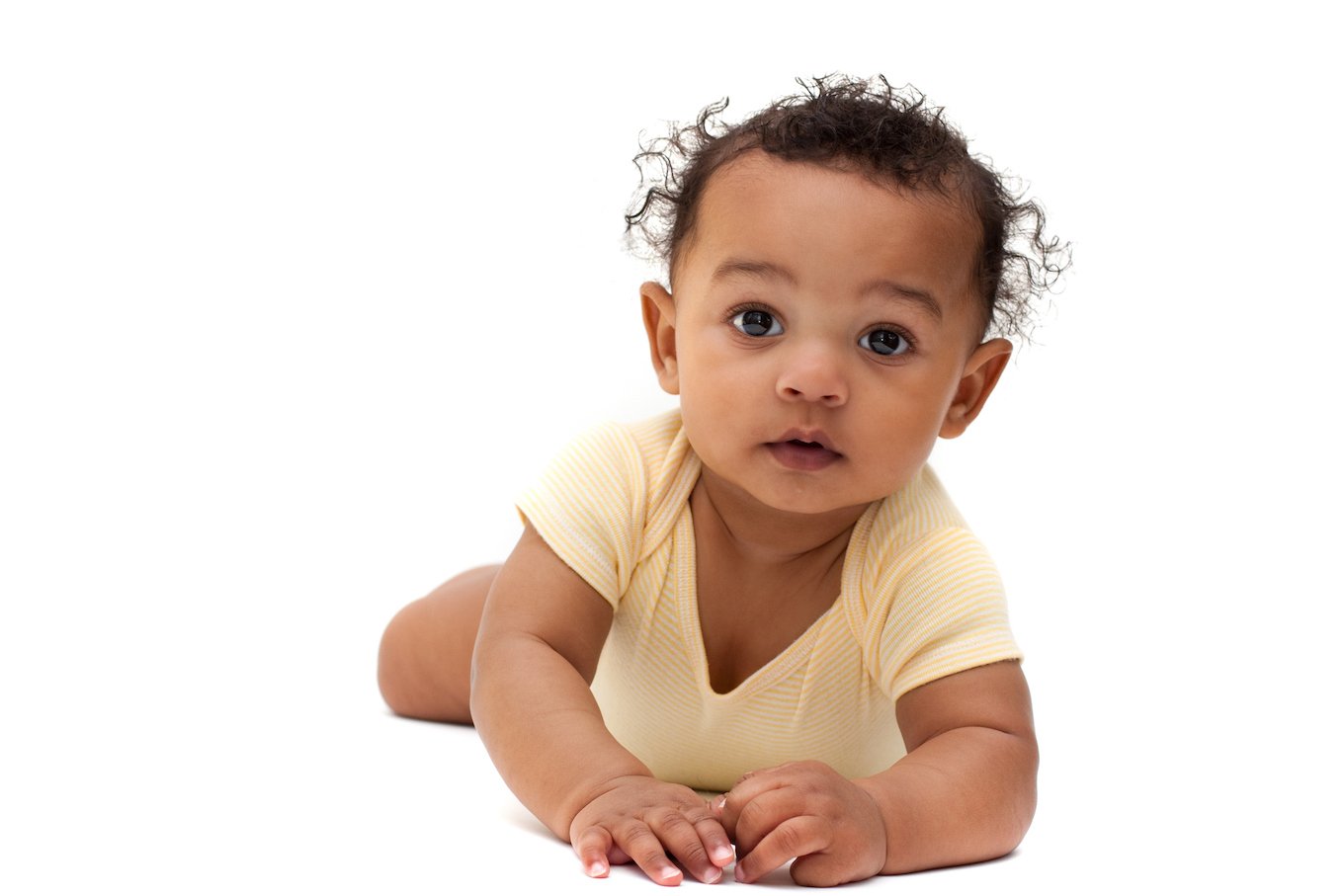 Baby in a yellow outfit